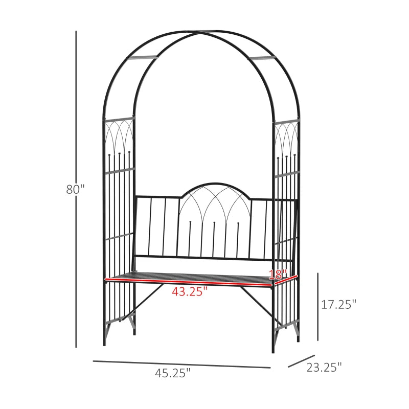 43" Garden Arbor Bench Trellis for Vines Climbing Plant Outdoor Decor Arch- Black