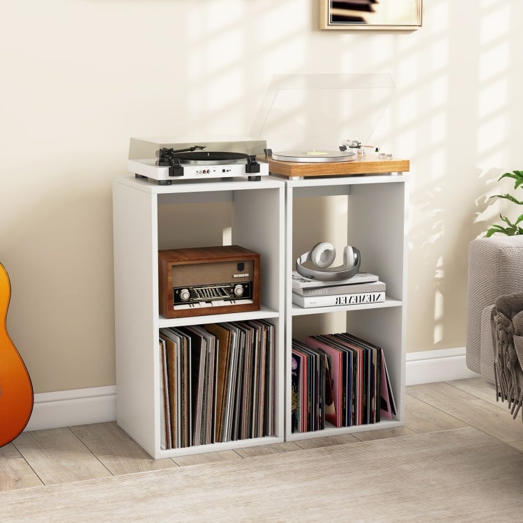 2 Cube Bookshelf with Back Guardrail for Living Room Bedroom-White