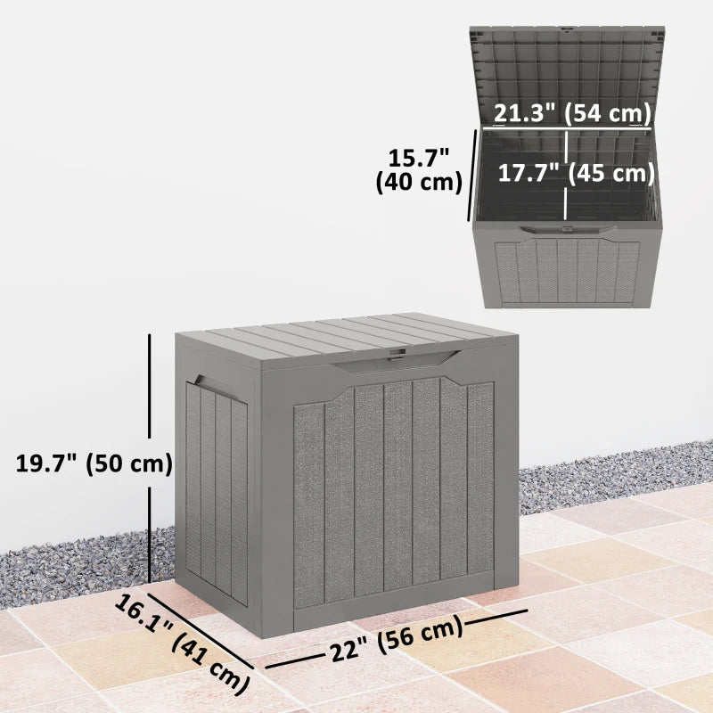 28 Gallon Deck Box, Resin Outdoor Storage Box with Handles, Waterproof and UV Resistant Storage Container