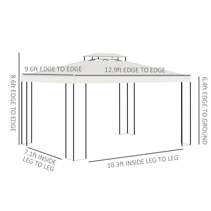 10' x 13' Outdoor Gazebo, Double Roof Patio Gazebo Canopy Shelter with Screen Decorate Corner Frame, White