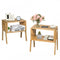 2 Pieces Bamboo Nightstand Sofa Table with Storage Shelf