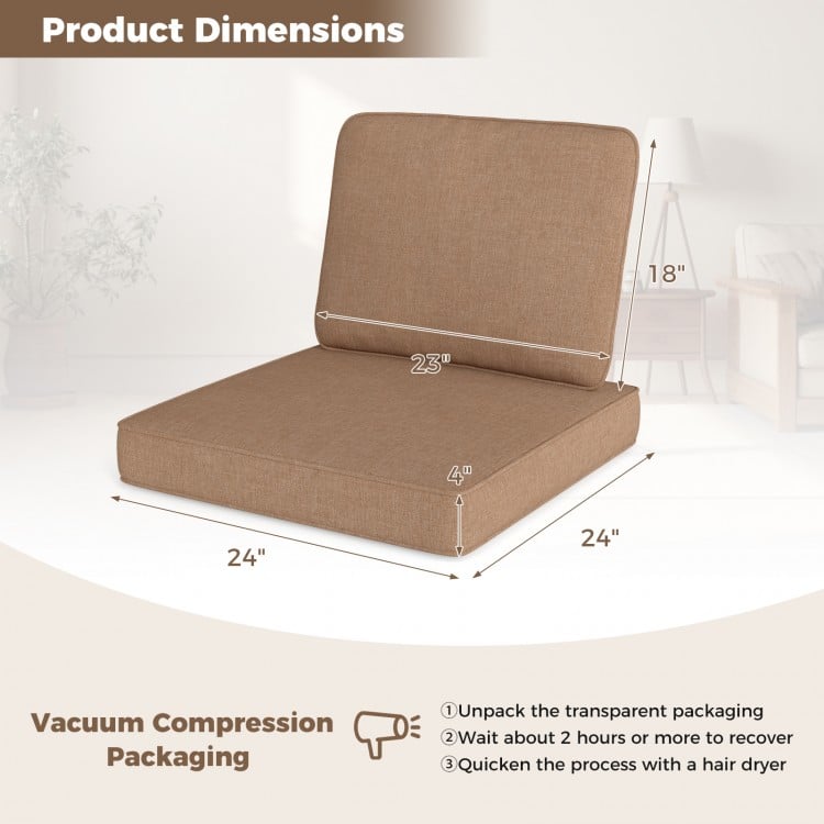 2-Pack Outdoor Patio Cushion Set with Removable Covers-Brown