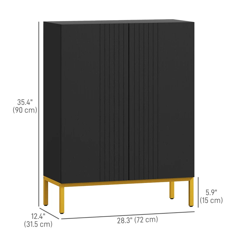 Shoe Storage Cabinet with Adjustable Shelves and Soft-Close Hinges, for 15-20 Pairs of Shoes, Black