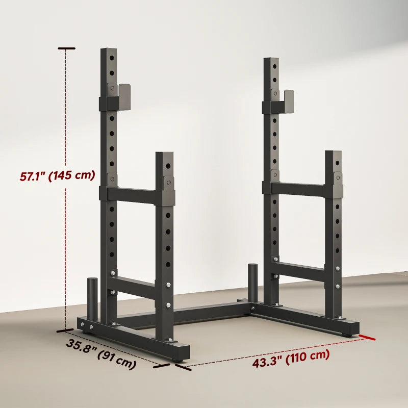 Soozier Adjustable Squat Rack, 660 lbs Multi-Function Barbell Rack for Weight Lifting and Home Gym Strength Training, Black