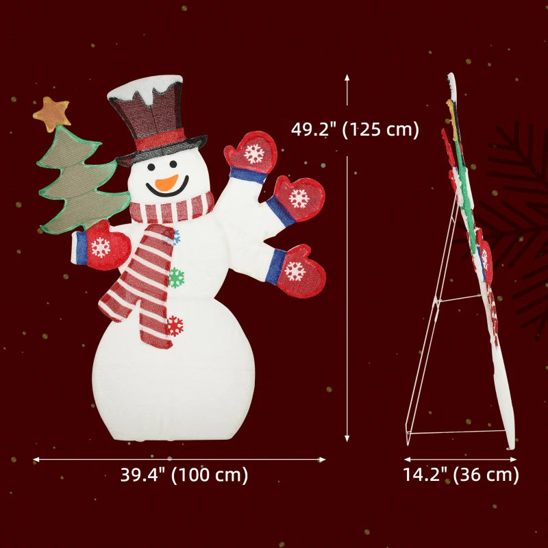 4FT Lighted Snowman, Light Up Christmas Decor with 148 LEDs, Stakes and Zip Ties, IP44 Waterproof for Outdoor Yard