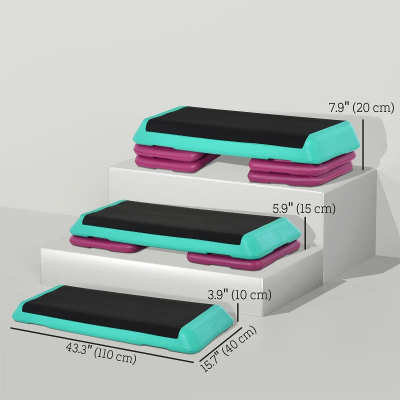 Soozier 3.9"/5.9"/7.9" Aerobic Stepper Exercise with Non-Slip Top for Home, Office, Indoor, Outdoor, Multicolour