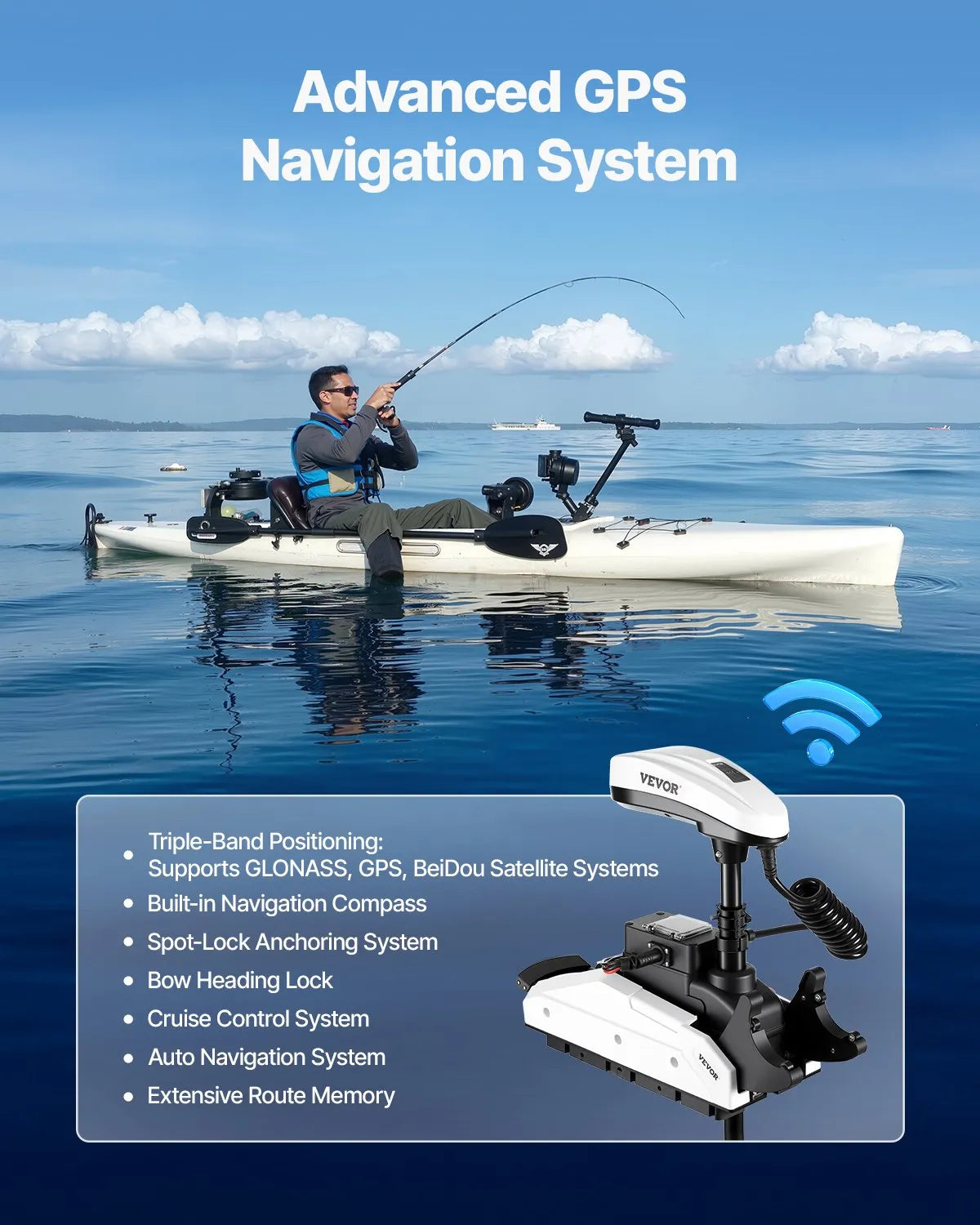 VEVOR 55lb 12V Thrust Electric Trolling Motor Saltwater Boat Engine 36" Shaft