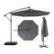 10 Ft Patio Umbrella Offset Cantilever Umbrella with 40 Solar Powered Lights-Gray