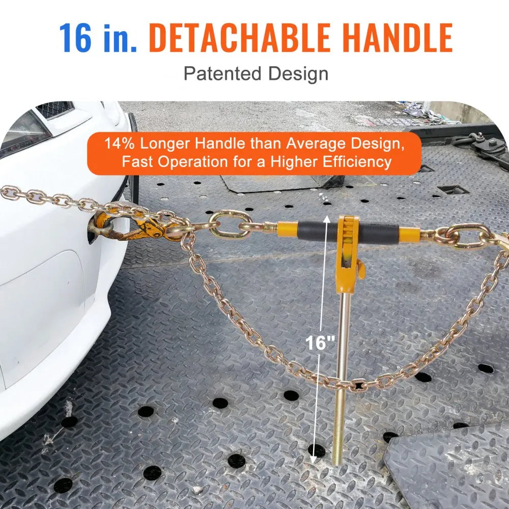 VEVOR 4PCS Ratchet Chain Binder, 5/16"-3/8" Heavy Duty Load Binders, with G80 Hooks 7,100 lbs Secure Load Limit, Labor-saving Anti-skid Handle, Tie Down Hauling Chain Binders for Flatbed Truck Trailer