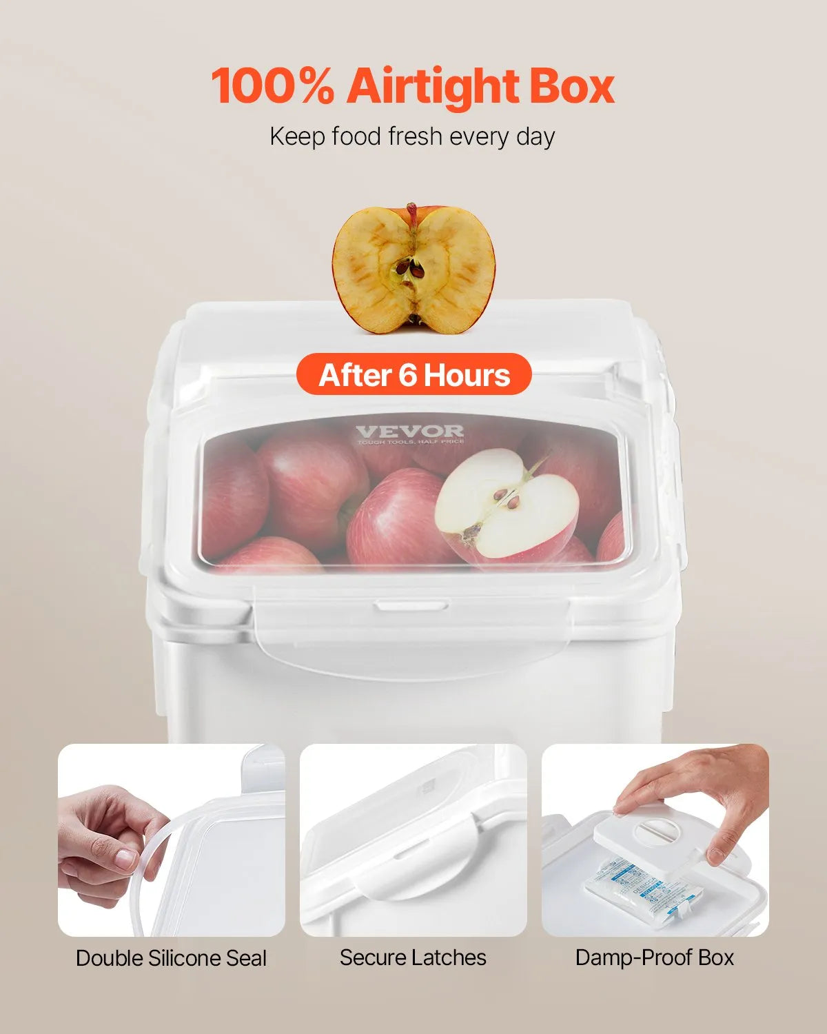 VEVOR 4.5Gal/20L Large Ingredient Storage Container Airtight Kitchen Flour Bin