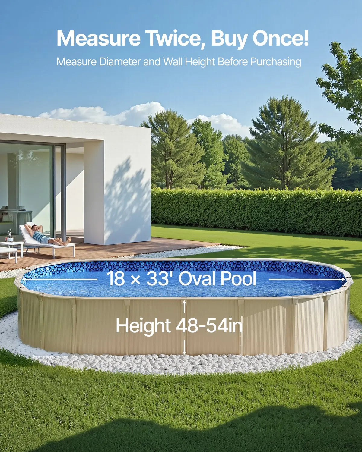 VEVOR Oval Pool Liner 18x33ft Overlap Style Pool Liner 54in Wall Height