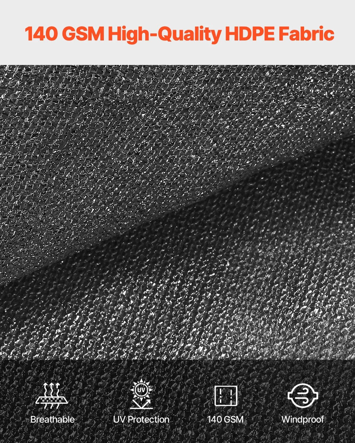 VEVOR 90% Sun Shade Cloth Privacy Screen 10 x 12 ft for Patio Garden (Black)