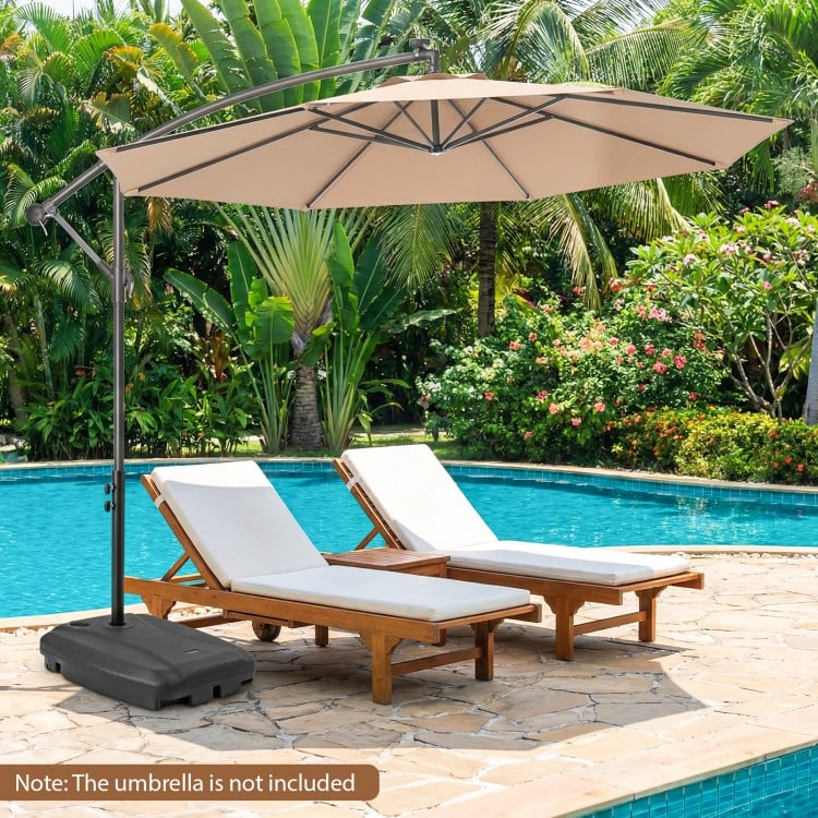 220 LBS Cantilever Patio Umbrella Base Stand with Wheels Fillable offset Umbrella Stand-Black