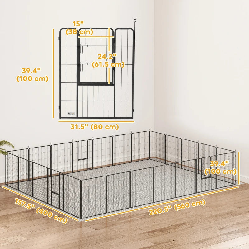 24 Panels 39" Height Heavy Duty Dog Playpen for Small Medium Large Dogs, Grey