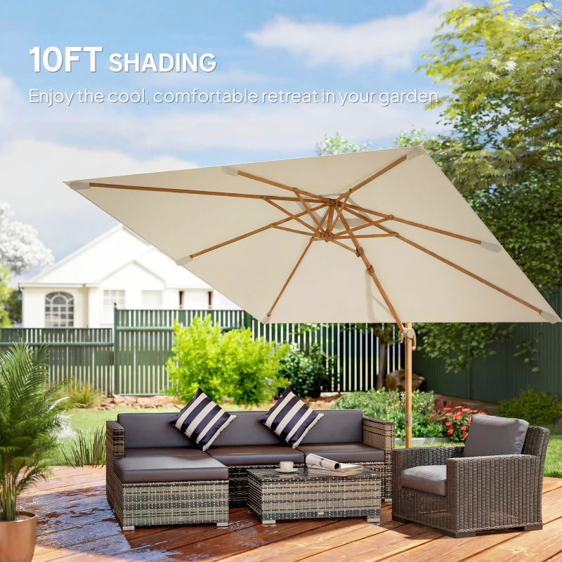10 FT Patio Cantilever Umbrella, Outdoor Offset Umbrella with 360° Rotation, Outdoor Market Umbrella with Crank and Tilt