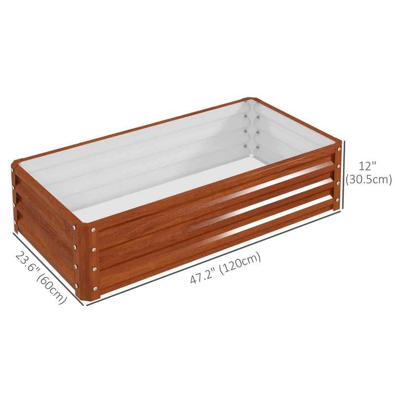 4' x 2' x 1' Raised Garden Bed, Set of 2 Galvanized Planter Box for Vegetables, Flowers, Herbs, Dark Brown Wood Effect