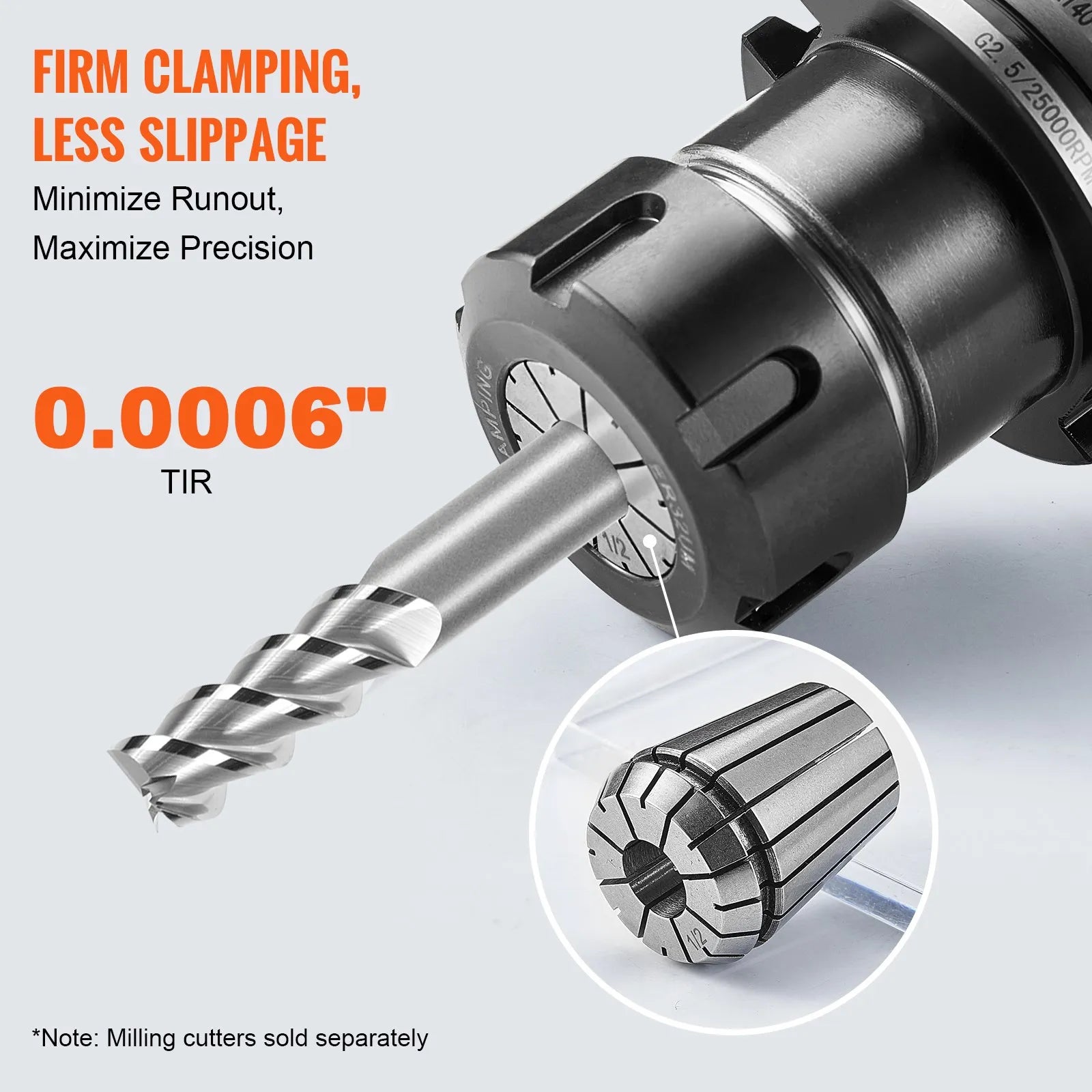 VEVOR 25 pcs ER32 Collet Set, 1/16''-13/16'', ER32 Spring Collet Chuck Set, 0.0006"/15 µm TIR Lathe Chuck Tool with 25 Labeled Storage Boxes, for CNC Engraving Machine Milling Lathe Tool Drill Press