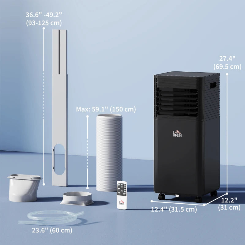 10000 BTU Portable Air Conditioner with Fan & Dehumidifier Mode, Quiet AC Unit with Remote Control, 24-Hour Timer, Black
