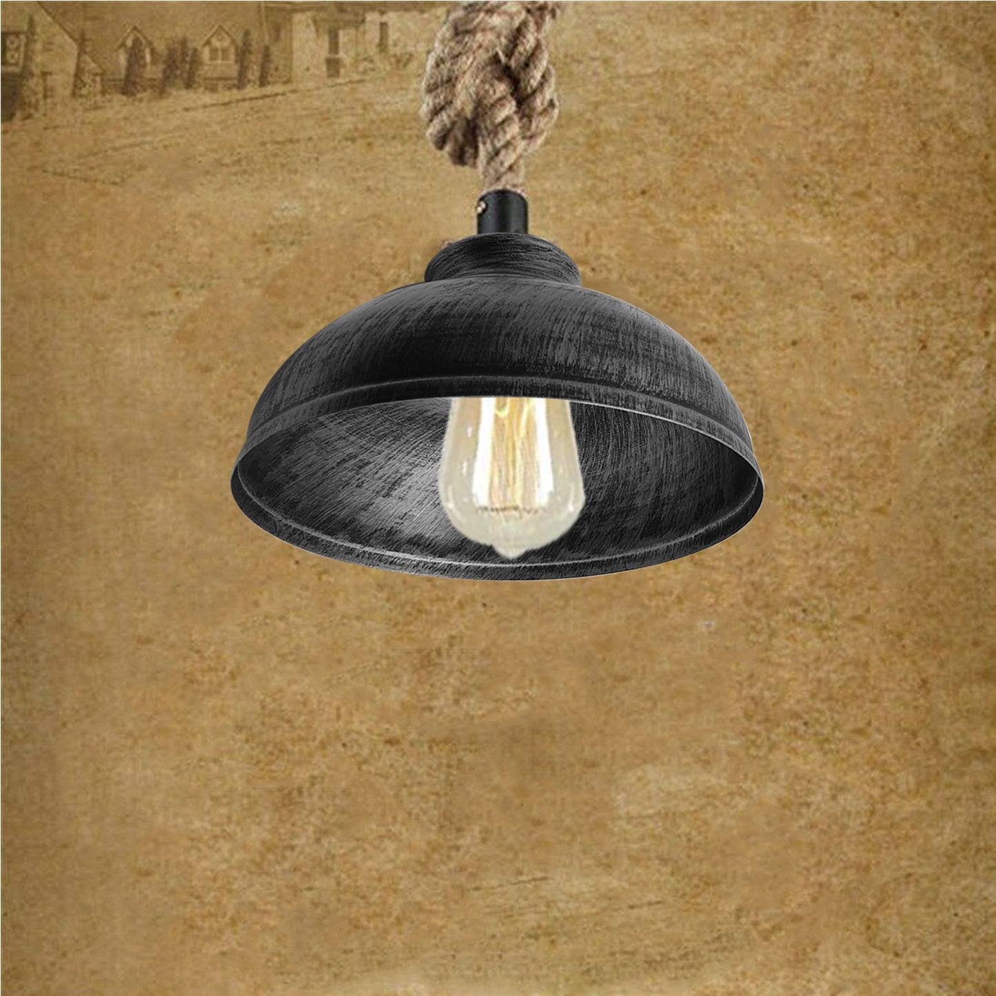 Modern Brushed Silver Curvy Hemp Rope Pendant Light~1095