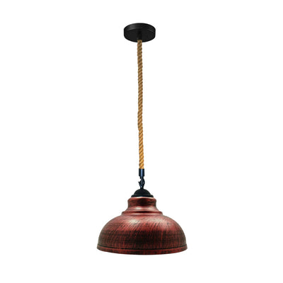 Red Curved Rustic Hemp Rope Pendant Light~1098 