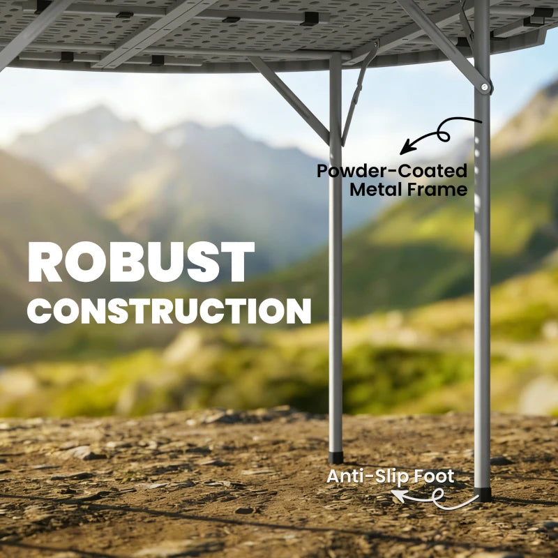 4ft Plastic Folding Picnic Table, Camping Table with Anti-Slip Foot Pads, Indoor Outdoor for Beach, BBQ, Grey