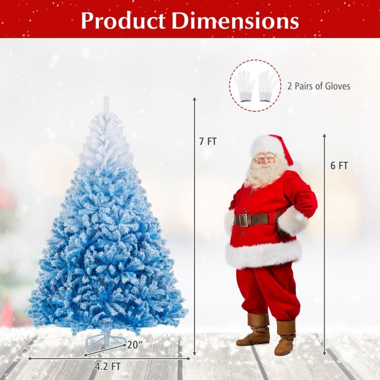 2025 New Artificial Christmas Tree with 456 Branch Tips and Folding Metal Stand-7FT