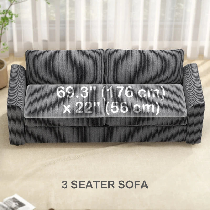 3 Seater Sofa, 83.5" Modern Upholstered Couch with Pocket Spring and 2 Scatter Cushions for Living Room, Dark Grey