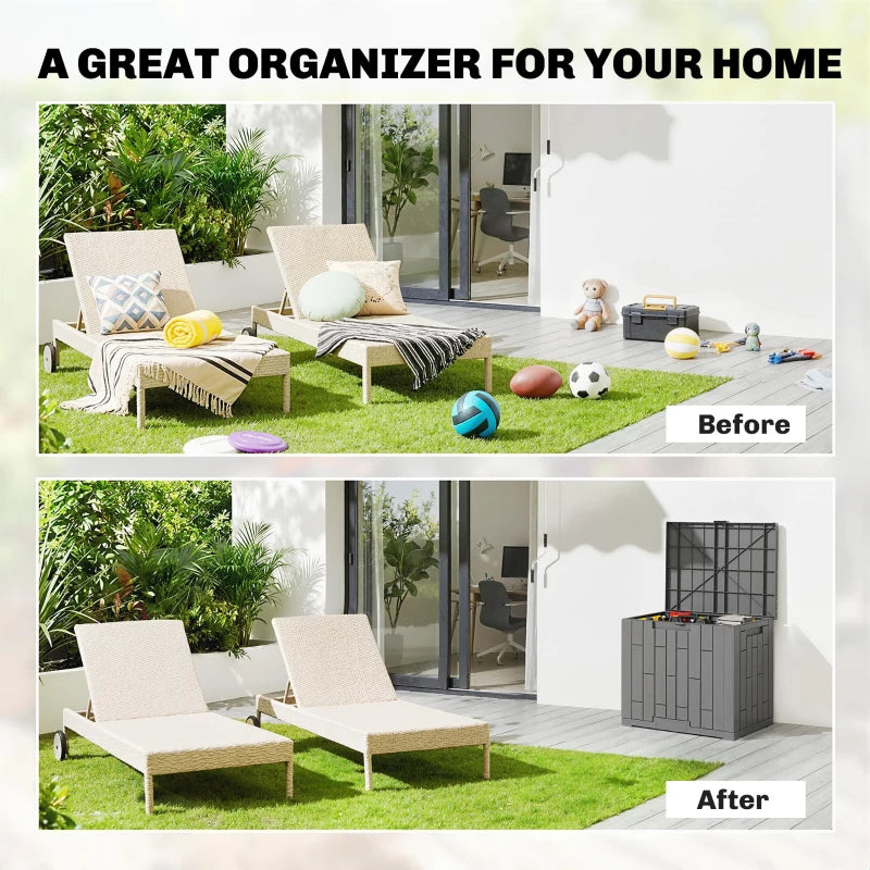 30 Gallon Resin Deck Box, Lockable Outdoor Storage Box, Splash-Resistant & UV Resistant Patio Storage Container