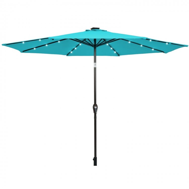10 Feet Outdoor Patio Umbrella with Bright Solar LED Lights-Turquoise