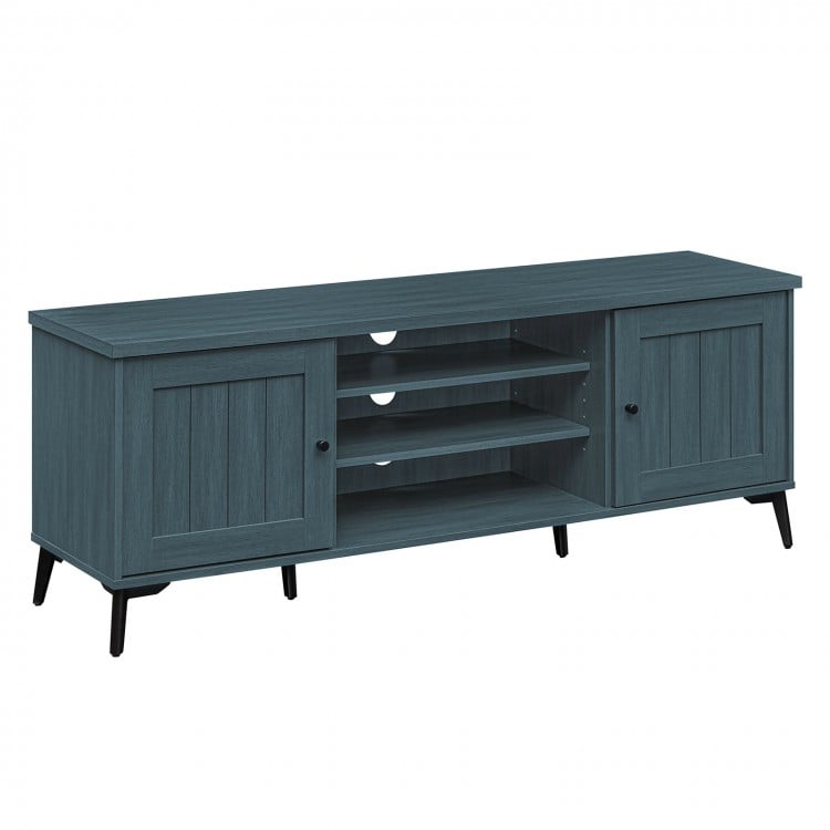 2-Door TV Stand for TVs up to 65 Inch Mid Century Modern Entertainment Center-Turquoise
