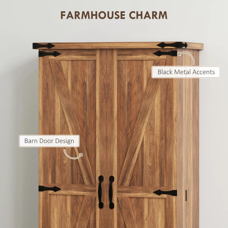47" Kitchen Pantry Storage Cabinet, Farmhouse Kitchen Pantry Cabinet with Adjustable Shelves and Door Shelves, Brown
