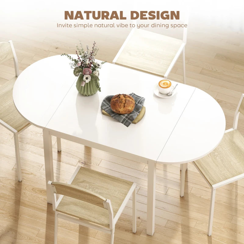 Solid Wood Kitchen Table, Drop Leaf Tables for Small Spaces, Folding Dining Table, White