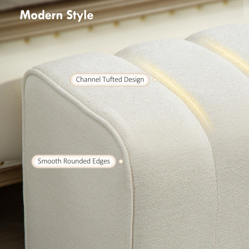 43" Upholstered Bedroom Bench Modern End of Bed Bench Load up to 485 lbs for Bedroom Hallway Living Room Cream White