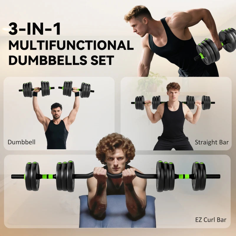 Soozier Adjustable Dumbbell Set, 3 in 1 Weights Dumbbells Set for Home Gym, 55lb Free Weights with Connector and Non-Slip Grip