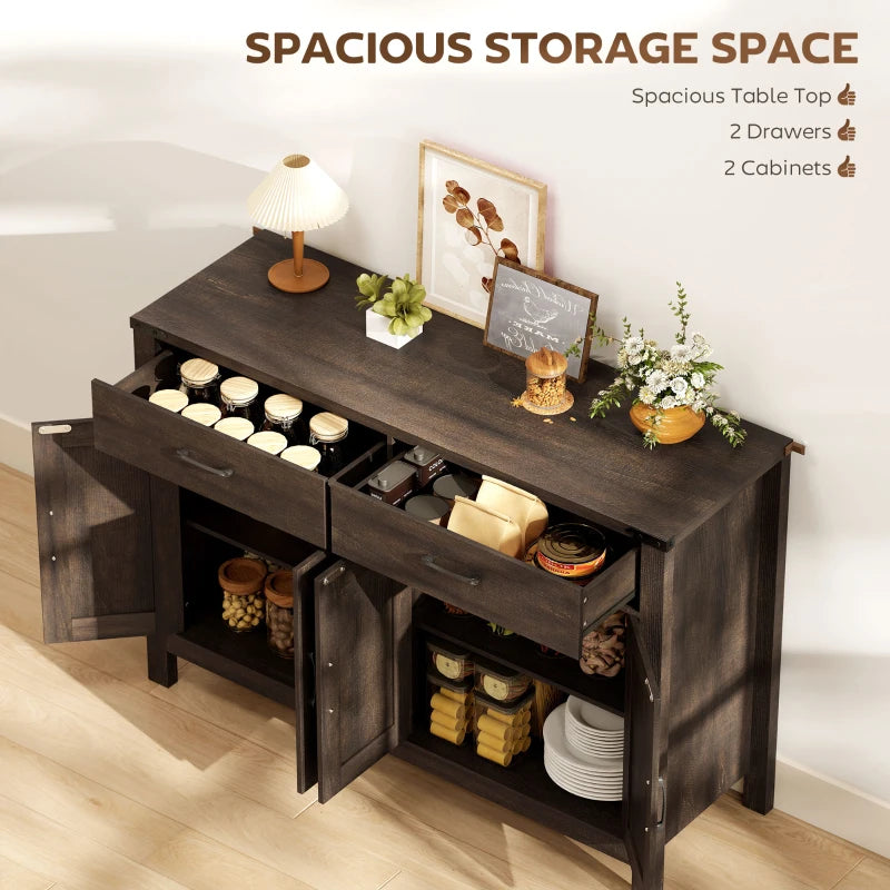 Sideboard Buffet Cabinet, Farmhouse Kitchen Storage Cabinet with 2 Drawers and Shelves for Living Room, Entryway