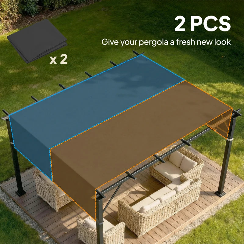 2 Pcs UV Protection Pergola Replacement Canopy, Pergola Shade Cover, Easy to Install, for 10' x 10' Pergola, Black