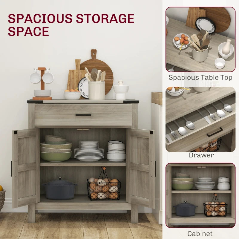 Sideboard Buffet Cabinet, Farmhouse Kitchen Storage Cabinet w/ Drawer and Shelf for Living Room, Entryway
