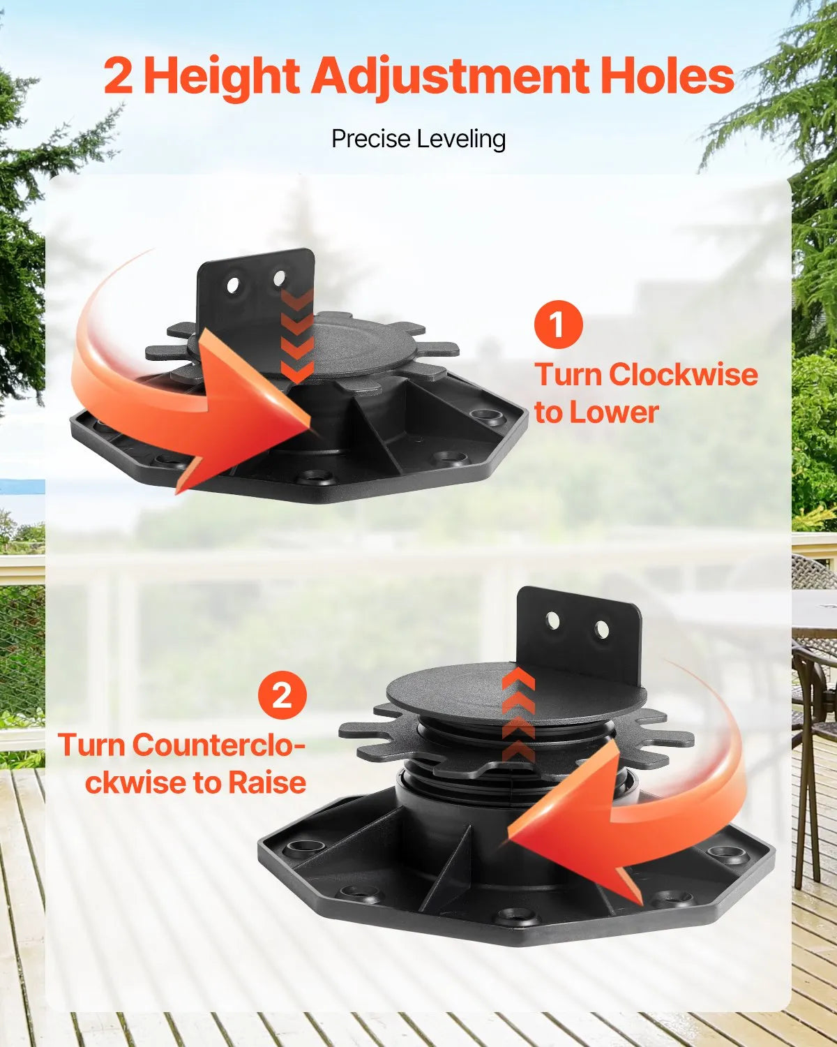 VEVOR 24 Pcs Adjustable Deck Support Pedestal Deck Foundation Base 1.18-2.36 in