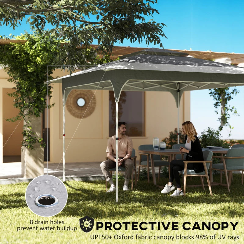 11.5 x 11.5 ft Pop Up Canopy Tent with 1-Button Push Easy Setup, UPF 50+ 2-Tier Instant Canopy with Carry Bag, Dark Grey