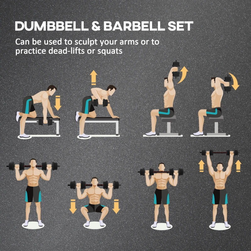 Soozier 44lbs 2-in-1 Adjustable Dumbbells Weight Set, Dumbbell Hand Weights Barbell for Body Fitness, Lifting Training for Home, Office, Gym, Black and Red