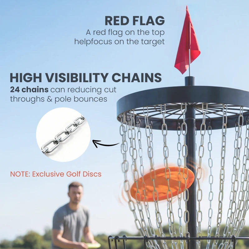 Soozier 24-Chain Portable Practice Basket for Disc Golf Target Stand, Lightweight Basket w/ Carry Bag Black and Silver