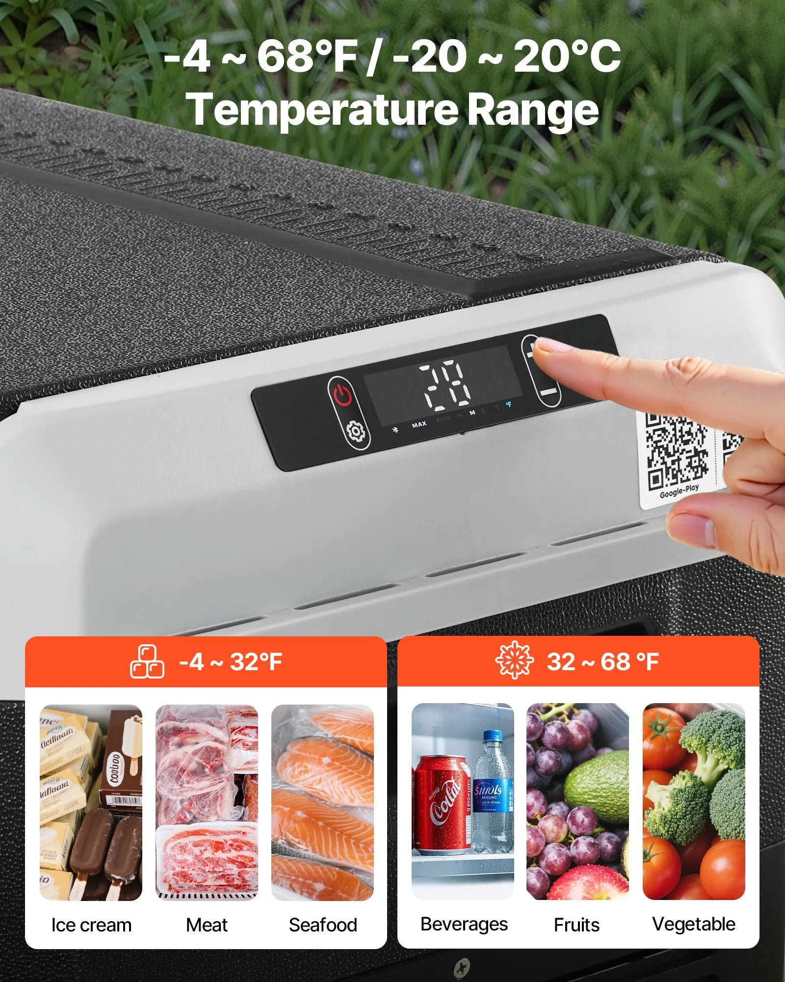 VEVOR 12V Car Refrigerator Portable Freezer 63.4QT Electric Cooler for Camping