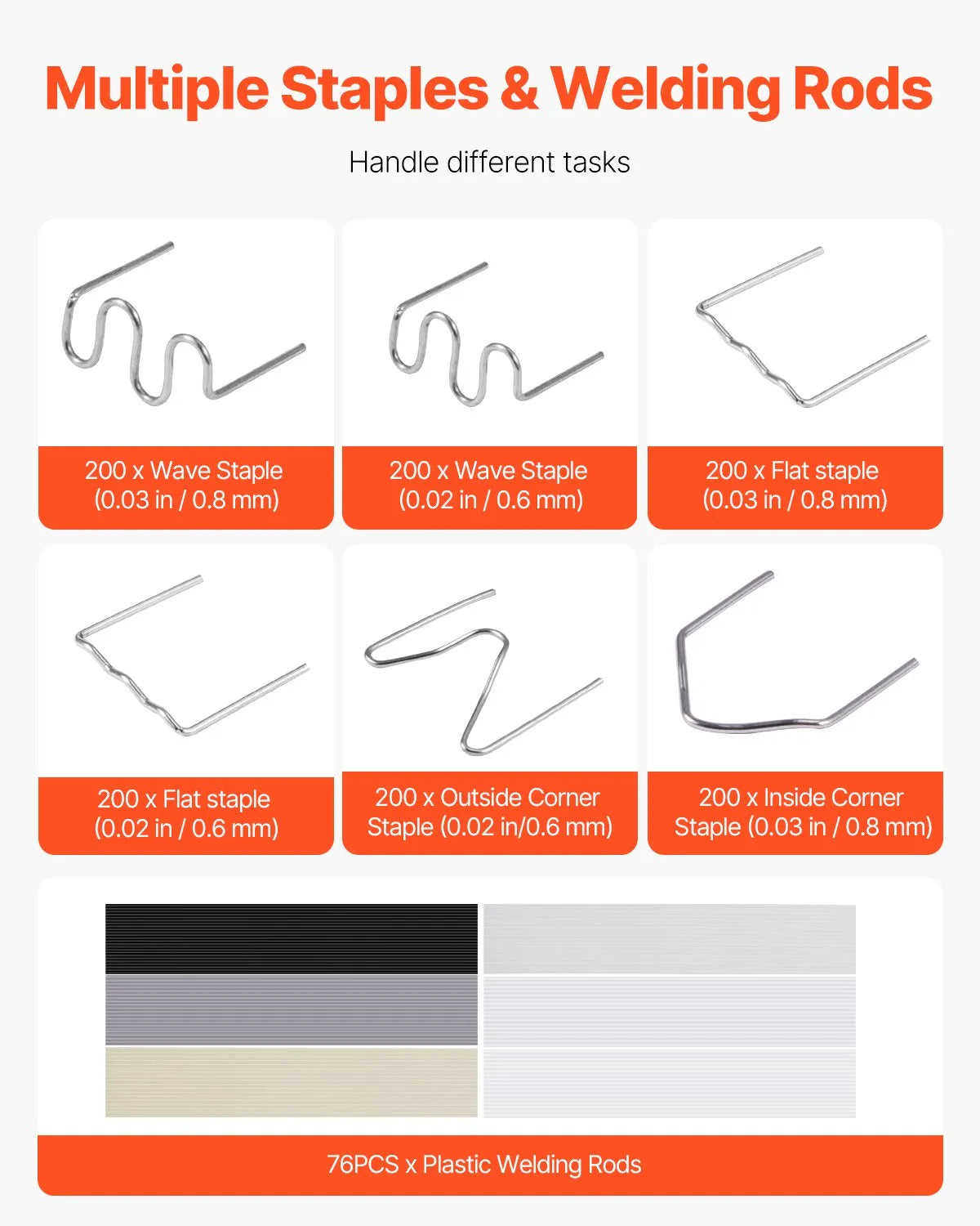 Plastic Welder 220W Plastic Welder Gun Kit with 1200 Staples & 76 Rods