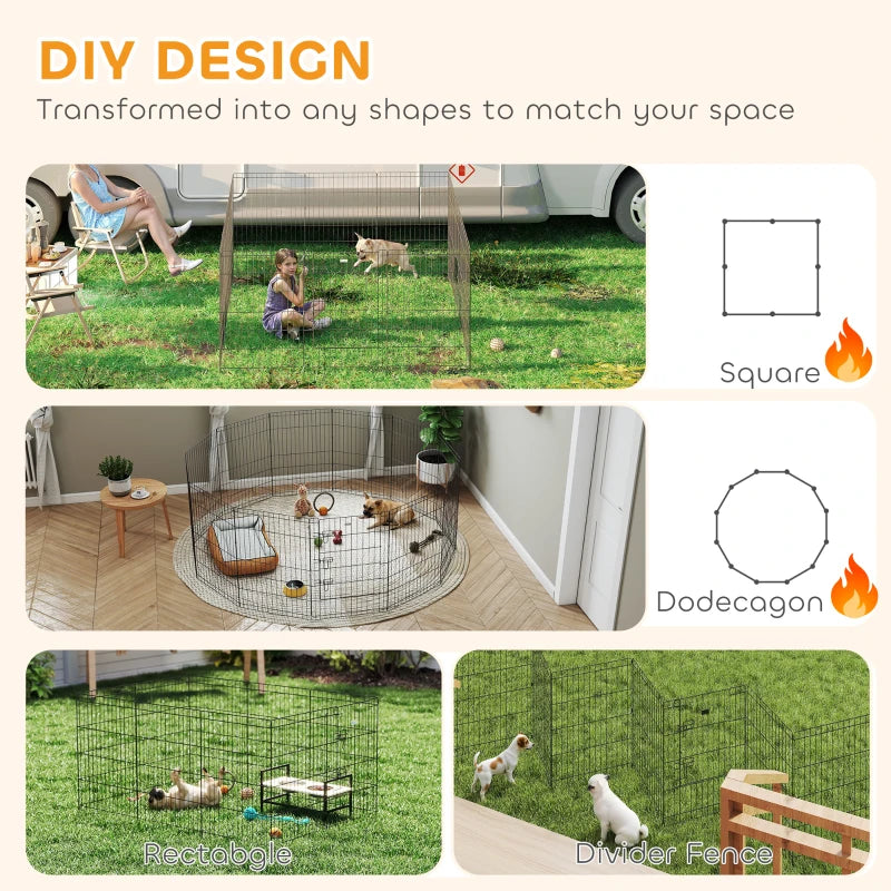 36inch Foldable Metal Exercise Pet Playpen Yard Dog Puppy Kennel Cage 12 Panels