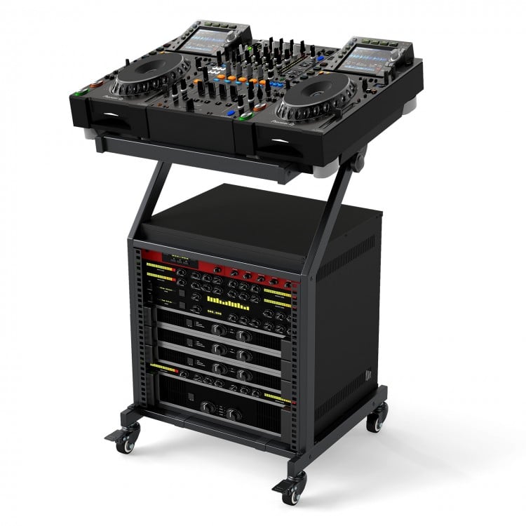2 Layer Professional Audio Rack Mount with Adjustable Crossbars