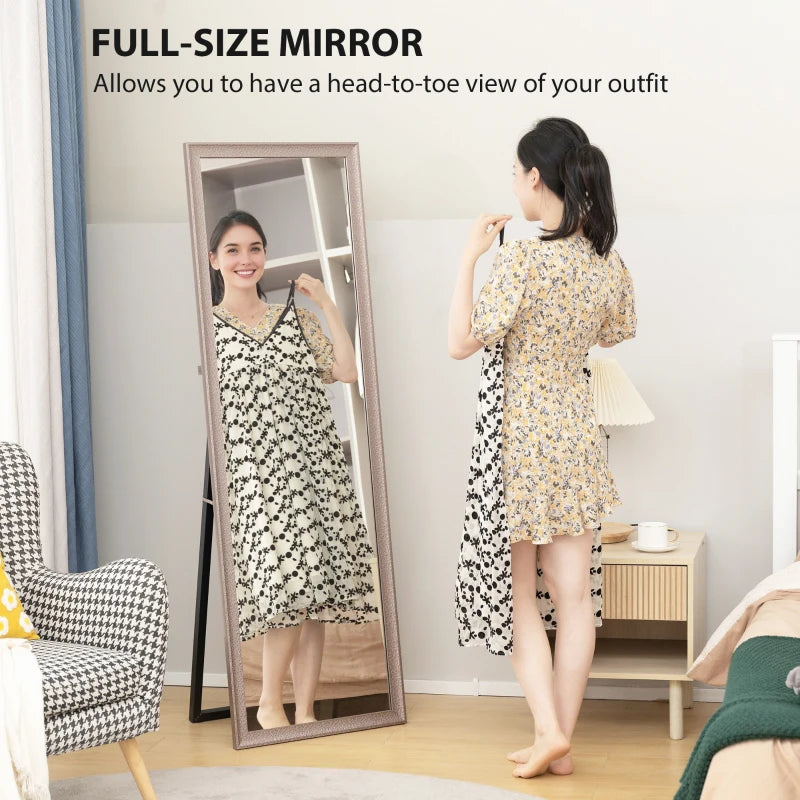 64" x 21" Rectangular Full Length Mirror with Frame, Free Standing, Wall Mounted or Leaning, Gunmetal Silver