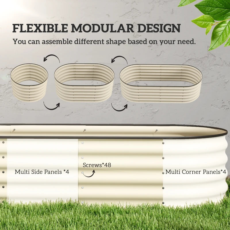 5 x 2 x 1.5 FT Galvanized Steel Raised Garden Bed, Metal Garden Bed Planter Box with Safety Edging, Cream White