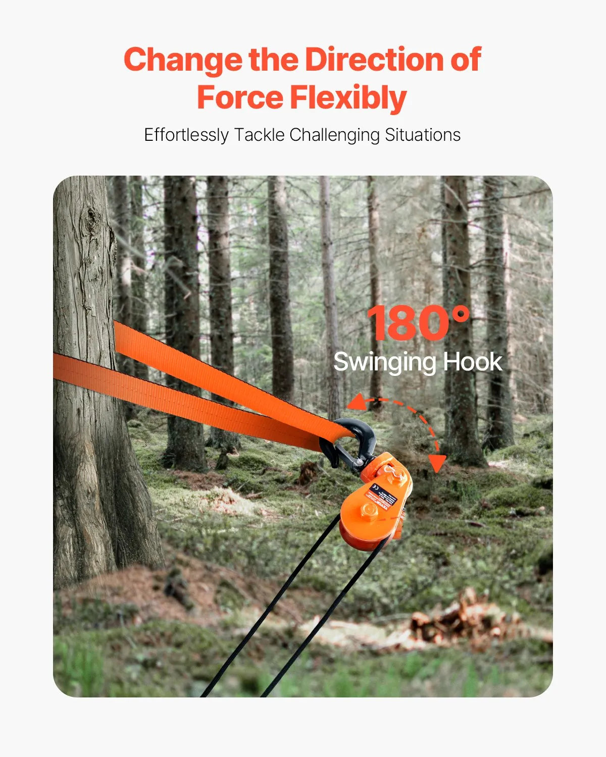 VEVOR 2 Ton Snatch Block with Swivel Hook 3" Sheave 3/8" Wire Rope Rollback