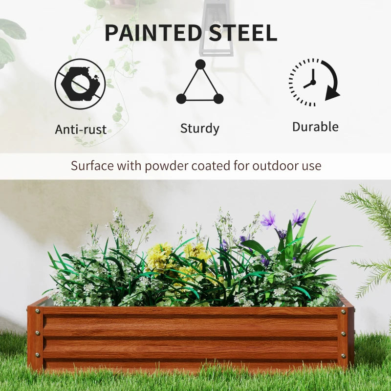 4' x 2' x 1' Raised Garden Bed, Set of 2 Galvanized Planter Box for Vegetables, Flowers, Herbs, Dark Brown Wood Effect