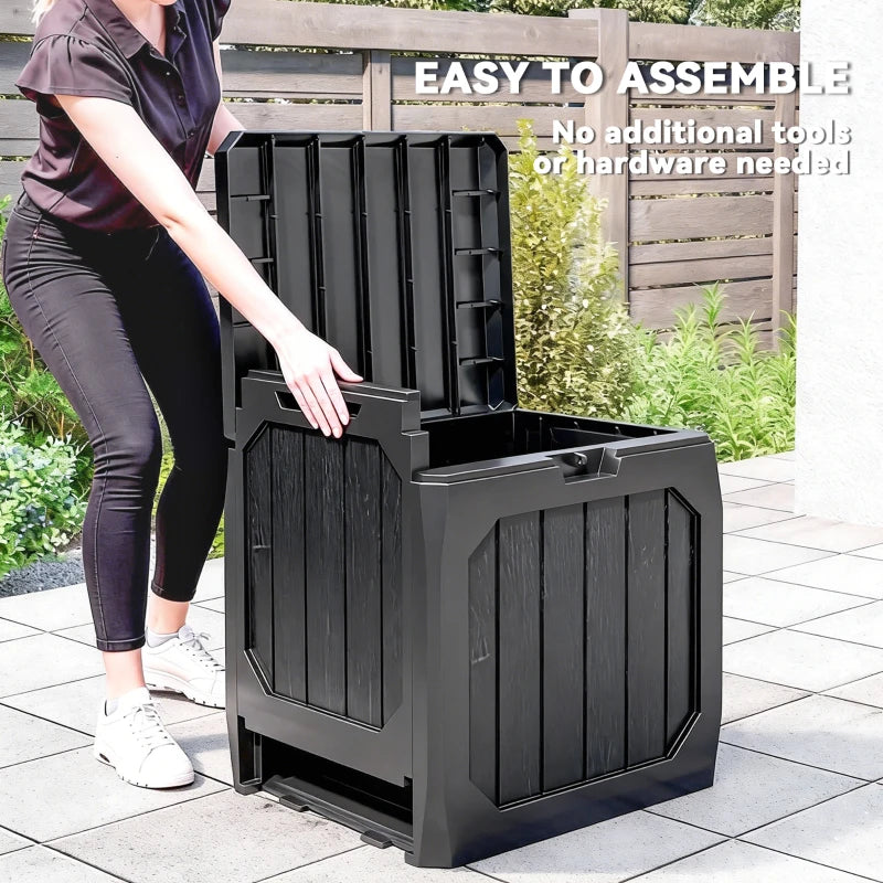 32 Gallon Deck Box, Resin Outdoor Storage Box with Handles, Waterproof and UV Resistant Storage Container